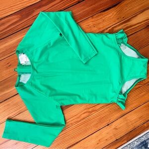 Pearl Street Swim Green Long Sleeve Rashguard swimsuit